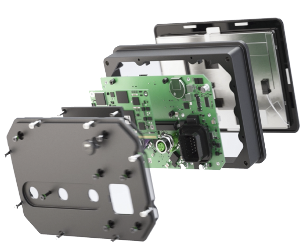 Tria's HMI system with integrated touchscreen, rugged housing, and embedded compute.