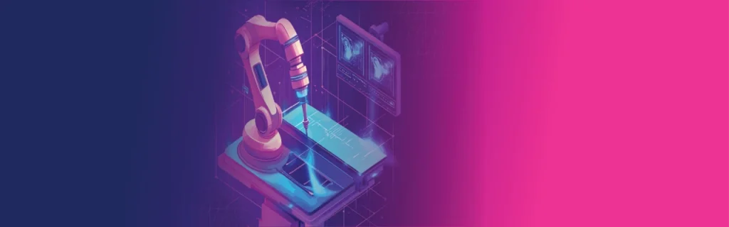 Robotic arm assembling components in a smart factory