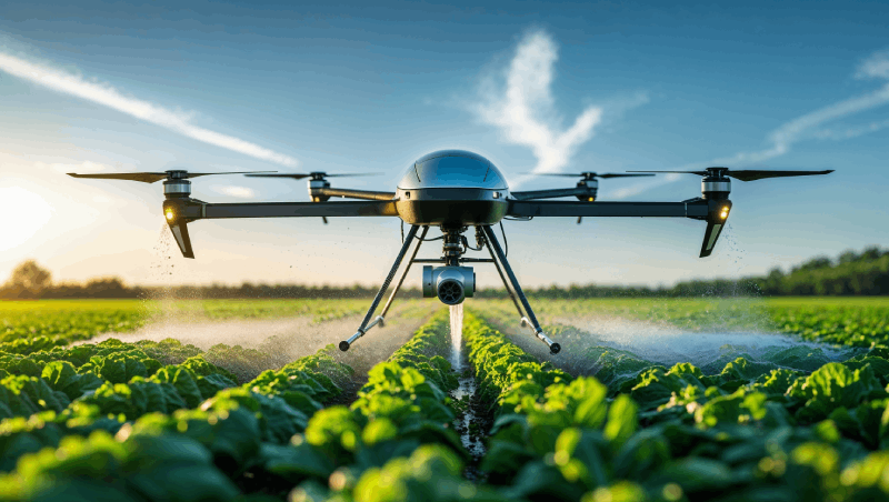 Agricultural drone using AI for crop monitoring and precision spraying