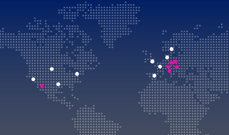 World map graphic showing Tria’s global presence with location markers