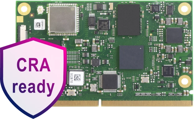 Embedded computing module with CRA ready badge